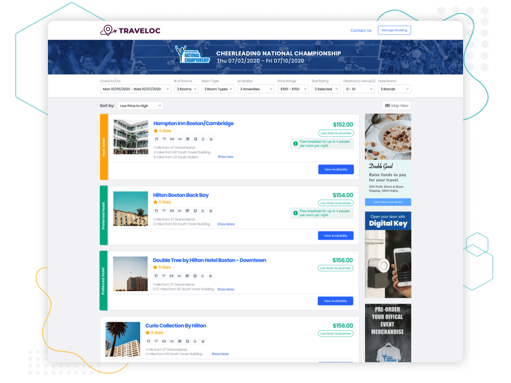 Manage and sell all of your event room inventory from one intuitive screen.